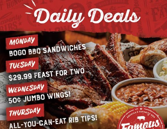 Famous Dave's Specials Menu